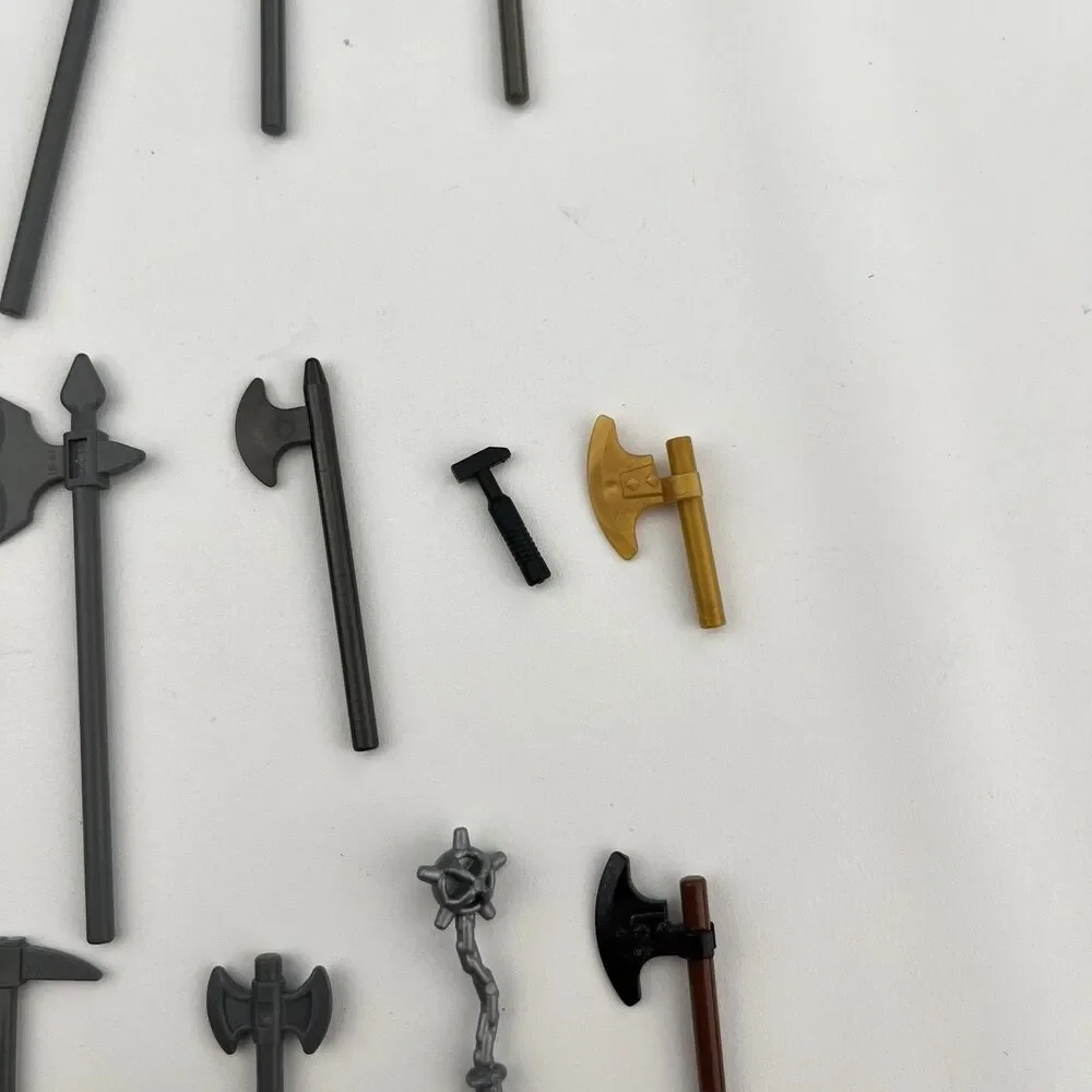 Lego Lot Star Wars Ninjago Gray Black WEAPONS Minifig Axe Sword Weapon 19 Pc.